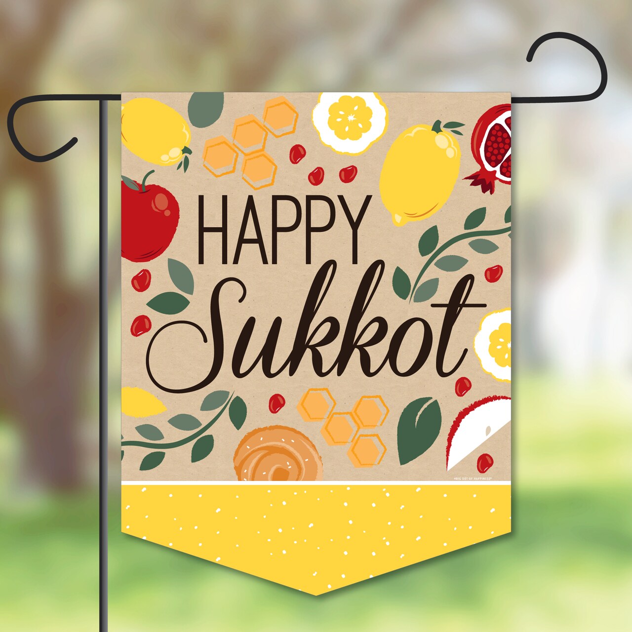 Big Dot of Happiness Sukkot - Outdoor Home Decorations - Double-Sided Sukkah Jewish Holiday Garden Flag - 12 x 15.25 Inches